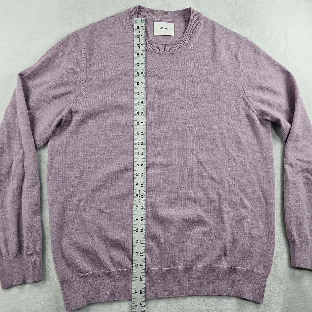 NN07 Sweater Mens L 100% Merino Wool Crewneck Knit Pullover Lilac Lavender - Picture 5 of 8